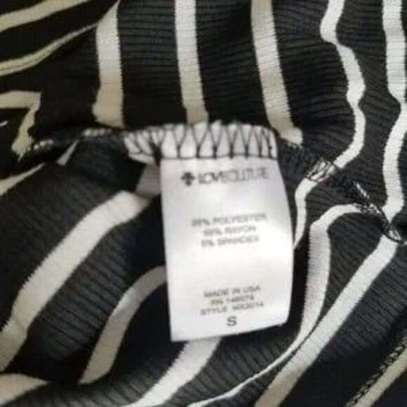 Black & White Small Long Top by Love Culture Juniors Striped Mock Turtle Neck - Picture 6 of 11